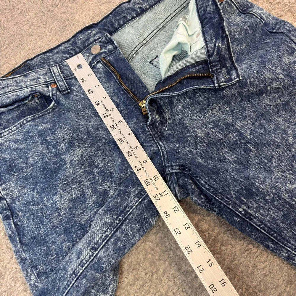 Levis 541 Athletic Taper Jeans Mens 36x28 Blue Acid Wash Raw Hem 18181-0343